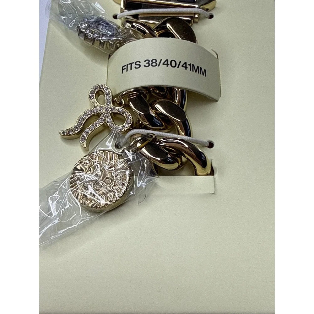 Anne Klein Gold Charm Bracelet Band for Apple Watch 38/40/41mm New
